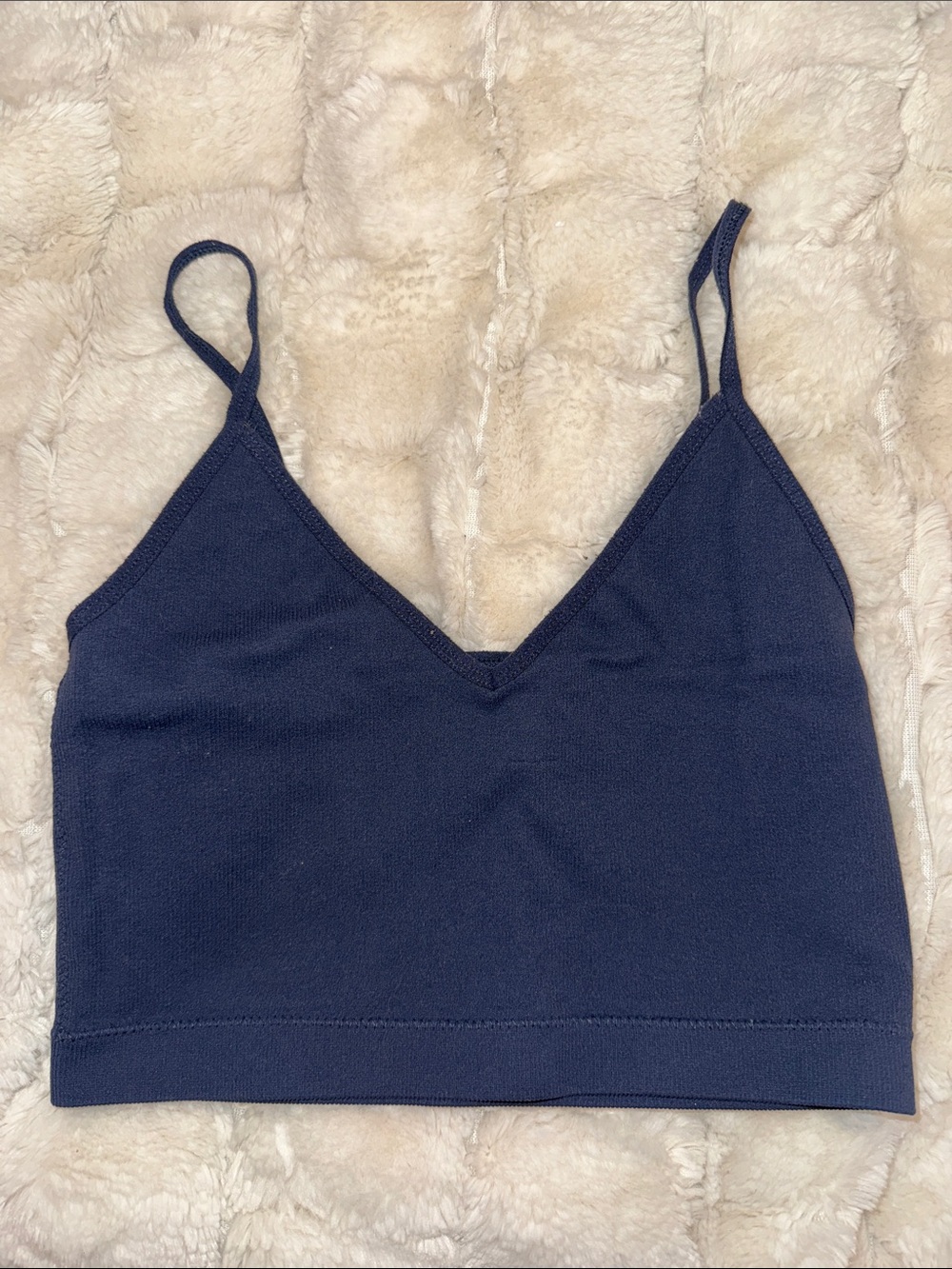 Garage Navy Blue Cropped Spaghetti Strap Tank - Picture 1 of 2